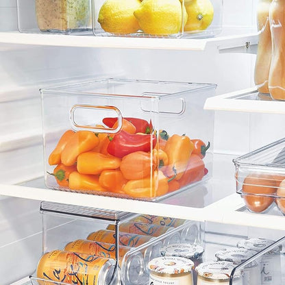 iDesign Kitchen Binz BPA-Free Plastic Deep Stackable Organizer with Handles - 8" x 8" x 6", Clear (Pack of 2)