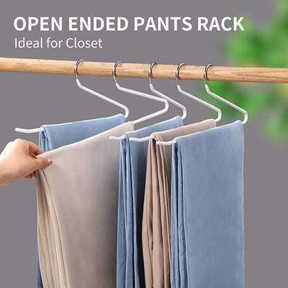 JOYBOS Jean Hangers for Closet 10 Pack - Space Saving Hanger for Pants - Non Slip Open End Stainless Steel Clothes Rack
