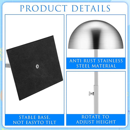 Sintuff 4 Pcs Hat Display Stand:adjustable 7.9-15.7inch Wigs Head Holder Stand Non Slip Stainless Steel Metal Rack for Multiple Hats Wig Storage Styling Practice(Silver,Square Base)