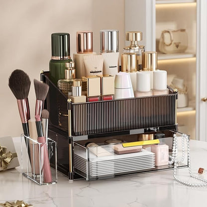 Modular Makeup Organizer, Clear Acrylic Cosmetic Storage Box with Drawer, Vanity Countertop Organizer for Makeup, Skincare and Beauty Accessories – Multiple Styles