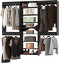 Modular Closet System, 96" Wide Organizer With Hanging and Towers, Wood Storage for Walk In Closets, Wall Mounted Wardrobe Kit, Bedroom, Black