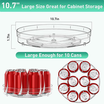 Optish 2 Pack Lazy Susan Organizer, 10.7" Lazy Susan Turntable for Cabinet, Refrigerator Organizer and Storage for Pantry, Closet, Countertop, Non-Skid Fridge Organizers
