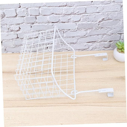 IMIKEYA White Hanging Rack Over Cabinet Door Basket Organizer for Kitchen Bathroom Office Rust Resistant Ventilated Storage Shelf Maximizing Space Without Hardware Installation