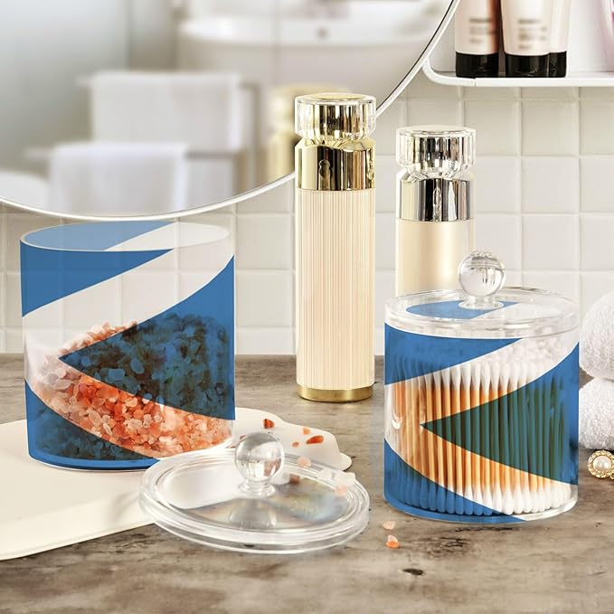 DOMIKING Scotland Flag 2 Pack Bathroom Canisters Cotton Swab Holder Dispenser Plastic Cotton Ball Jar Acrylic Storage Containers for Cotton Swab Cotton Ball Cotton Round Pads