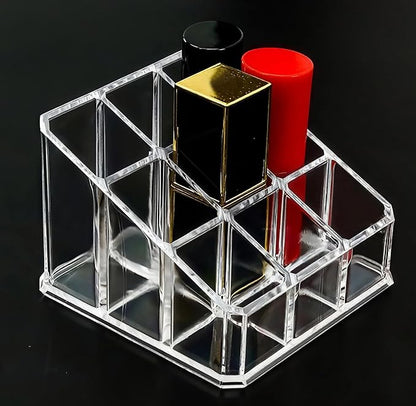 Sooyee Acrylic Lipstick Case - Lipstick Holder & Cosmetic Organizer With 9 Spaces - Clear