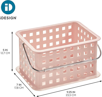 iDesign Small Shower Caddy with Handle, Portable Shower Organizer for Dorm or Bathroom, 3-Pack, Pink
