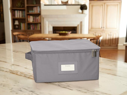 Covermates Platter Storage Box – Serveware & China Storage Container with Dual Zippers, ID Window, Reinforced Handles & Structured Walls for Platter, Dish & Serving Tray Protection, Graphite