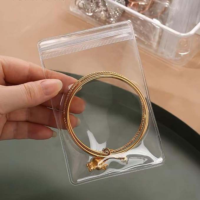 50 Portable thick PVC pouches,for Jewelry Organizer Zipper Bags for Necklaces Bracelet Rings and Earrings