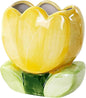 1 PC Ceramic Tulip Make up Brush Holder Flower Toothbrush Holder Cosmetic Storage Box Pen and Pencil Holder Desktop Organizers (Yellow)