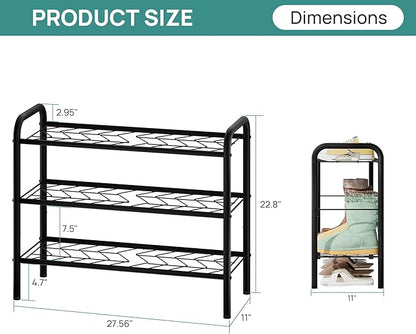 viewcare Shoe Rack for Closet, 3-Tier Small Shoe Rack for Entryway & Garage, Sturdy Metal Construction, Shoe Organizer Holds 6-9 Pairs