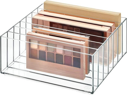 iDesign 42870 Clarity BPA-Free Plastic Divided Wide Makeup Palette Organizer, 8.1" x 8.1" x 3.7"
