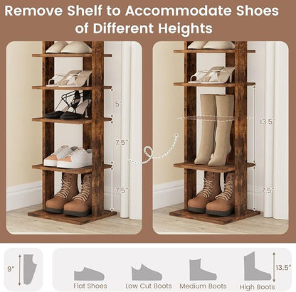 Tangkula 8-Tier Vertical Shoe Rack, Space-Saving Corner Shoe Organizer for 7 Pairs, Narrow Shoe Storage for Entryway, Front Door, or Closet