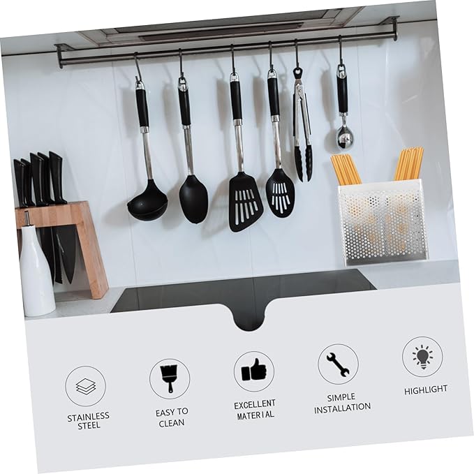 Cabilock Stainless Steel Chopsticks Holder - Hanging Utensil Drainer with Hooks Double Compartment Cutlery Organizer for Kitchen Sink