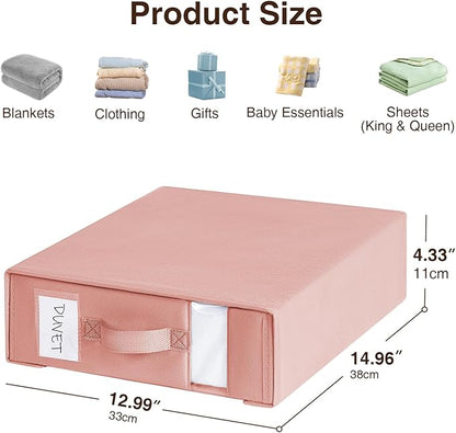 DIMJ Bed Sheet Organizers and Storage 6 Pack - Foldable Sheet Holder for Linen Bedding Storage Box for organization, Sheets Set Holder for Blanke, Towel (King & Queen Size), Pink