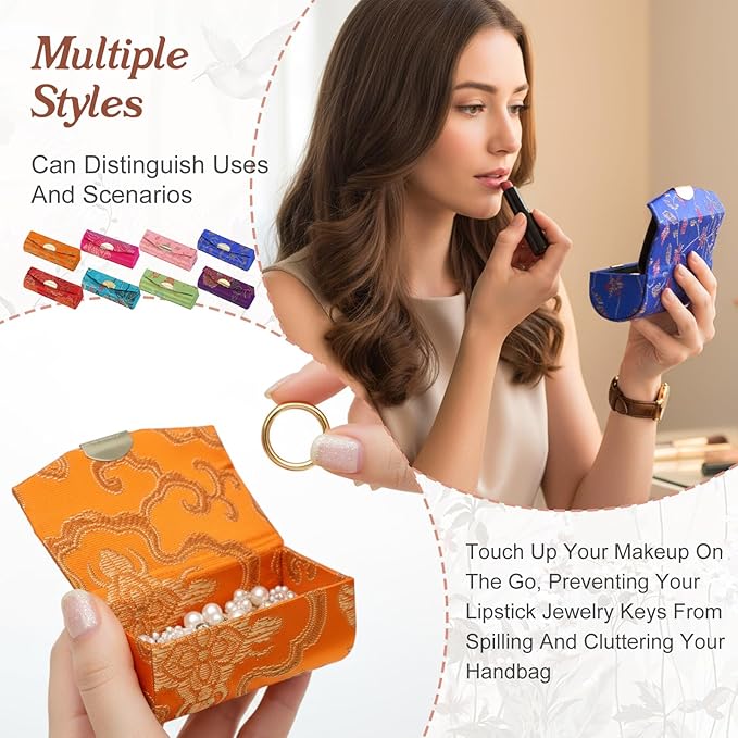 24 Pcs Lipstick Holder Case with Mirror, Lip stick Storage Case Mini Portable Floral Jewelry Holders Box Cosmetic Makeup Travel Cases for Purse, Party favor, Return Gifts (Multicolors)