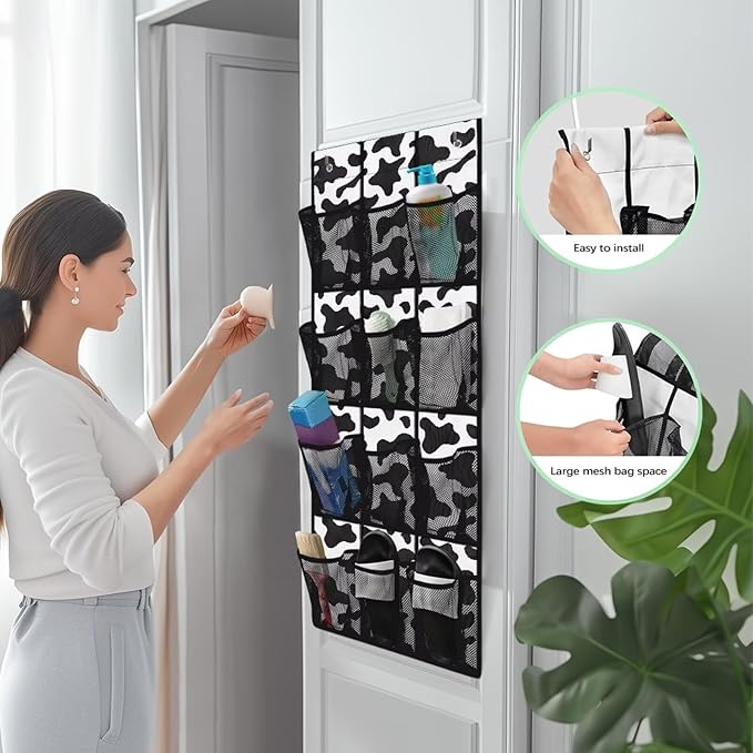 Cowhide Over The Door Shoe Organizer 12 Pockets Wall Hanging Storage Space Saving Over The Door Closet Organizer Large Capacity Shoe Holder Hanger for School