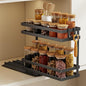 Magheo Pull Out Spice Rack Organizer for Cabinet, 1 Pack Metal Seasoning Organizer Slide Out Spice Storage Shelf No Assembly Vertical Spice Rack Pullout for Kitchen & Bahthroom No Drill(2 Tier,Black)