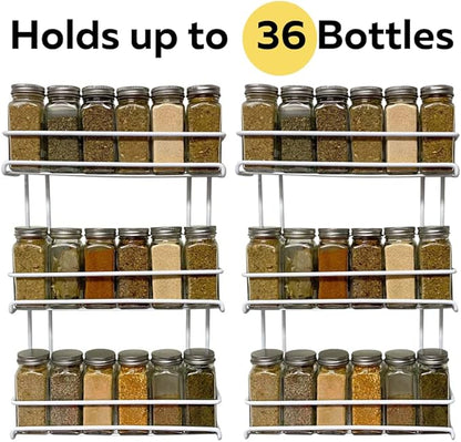 Evelots 2 Pack 3-Tier Spice Rack-Door/Wall Mounted-Sturdy Coated Metal-Up to 36 Bottles