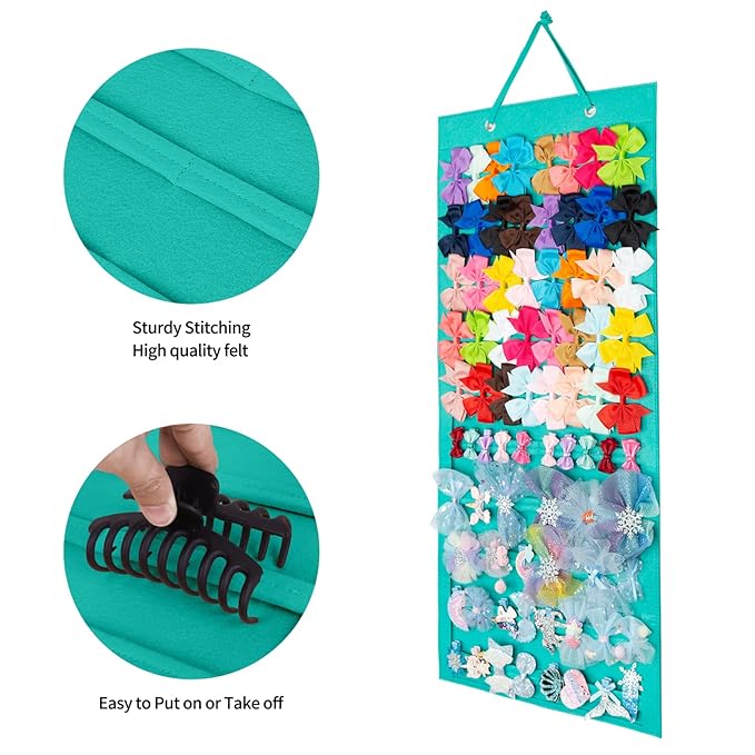 Large Claw Clip Organizer 10 Layer Hair Accessories Display Holder - Hair Claw Clips Display Stand Holder for Wall, Door, Closet (Mint Green-A)