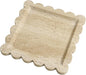 Natural 100% Travertine Vanity Tray Luxury Scalloped Marble Tray, Italian Travertine Tray for Home Decor Bathroom Kitchen Candle Key (Square-9.8 * 9.8-Beige Travertine)
