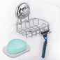 HASKO Suction Soap Dish with Hooks | Powerful Vacuum Suction Cup Soap Holder | Soap Basket Holder for Bathroom & Kitchen (Polished Stainless Steel SS304)
