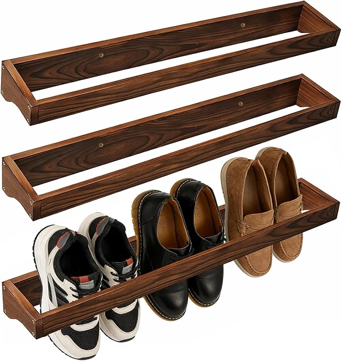 3 Pcs Wall Mounted Shoe Rack, 30 Inch Wall Mounted Shoes Storage Organizer Space Saving for Mudroom Entryway Closet