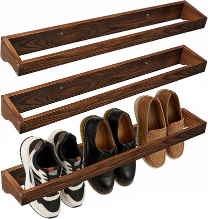 3 Pcs Wall Mounted Shoe Rack, 30 Inch Wall Mounted Shoes Storage Organizer Space Saving for Mudroom Entryway Closet