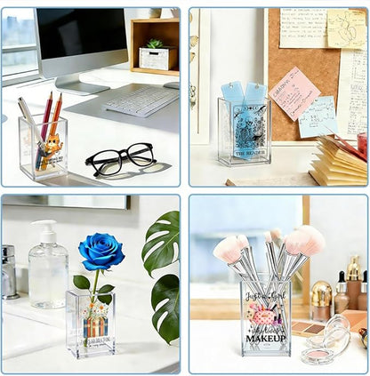 Lash Queen Acrylic Makeup Brush Organizer Holder, Lash Artist Desk Accessory Holder, Acrylic Desk Organizer Gifts for Make up Artist Eyelash Technician Cosmetologist Esthetician Beautician