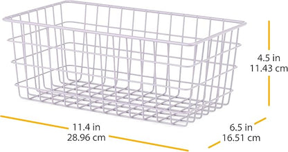 Whitmor 4 Pack Lavender Wire Storage Baskets for Organizing Office, Metal Storage for Pantry, Kitchen Bins & Freezer