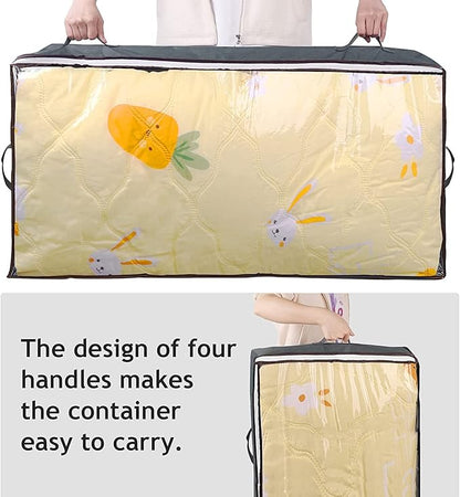 90L Under Bed Storage Containers, Underbed Toy Organizers and Clothing Storage Bags, Closet Storage Bins with Clear Lids for Bed Sheets Blanket Clothes Comforter Bedding Bedroom Dorm, 2 Pack