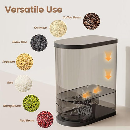 SYNCVIBE Large Rice Dispenser 22-25Lbs, Cereal Dispenser Rice Container Food Storage Container with Measuring Cup, Cereal Containers Storage Kitchen Storage Household Moisture Proof Holder, Black