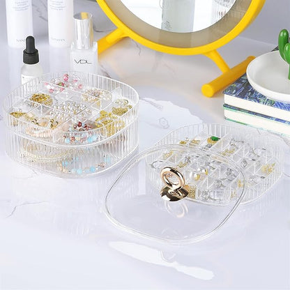 LETURE 3-Layer Acrylic Jewelry Organizer Box for Stud Earrings, Rings, Necklaces, Bracelets, Claw Clip Organizer, Small Bead Storage Containers for Crafts (Clear)