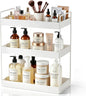 Elsjoy 3-Tier Bathroom Countertop Organizer, White Vanity Tray for Cosmetic & Makeup, Metal Organizer Shelf Counter Storage Rack for Kitchen, Bathroom Toiletries