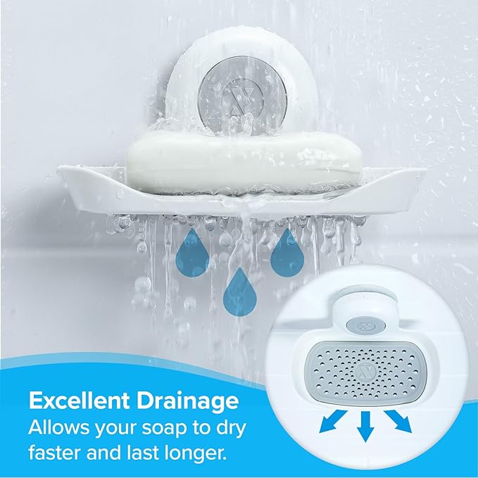 SlipX Solutions Strong Hold Soap Saver, Suction Cup Soap Holder, Must Have Universal Kitchen & Bathroom Shower Accessories, White