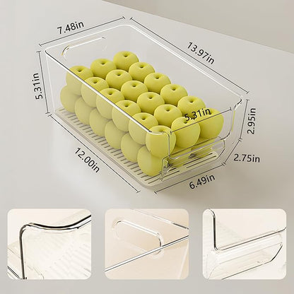 8Pcs Clear Plastic Storage Bins, Refrigerator Organizer Bins with Handles, Freezer Organizer Clear Organizing Bins, BPA-Free Fridge Storage Containers for Fridge, Freezer, Cabinet, Kitchen, Pantry