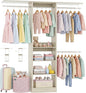 iSunirm 48" Small Closet System, Space-Saving Wall-Mounted Wardrobe Organizer, Mini Garment Rack for Narrow Spaces, Morning Outfit Prep Station & Nursery Dress-up Storage, White Oak