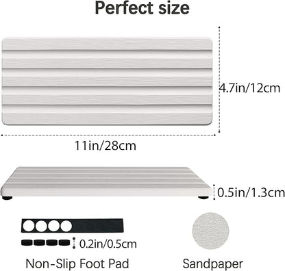 Diatomite Soap Dish, Water Absorbing Stone Tray, Kitchen Sink Organizer, Fast Drying Counter Holder (White, 11" x 4.7"/28 x 12cm)