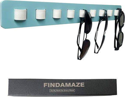 Sunglasses Organizer Wall Mounted Wood Sunglass Holder for Home Glasses Holder/Sunglasses Rack,Home Decor (Lake Blue-1pcs-long)