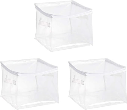 Amazon Basics Clear Zippered Storage Bags for Closet Organization, Stackable Clothing and Linen Storage Containers, 3-Pack