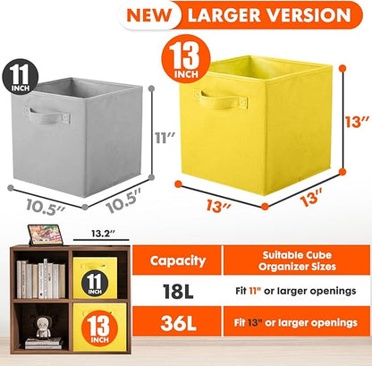ShellKingdom Foldable Fabric Storage Cubes And Cloth Organizer Drawer For Closet And Toys, 13 X 13 X 13 INCH, 2 Pack (Yellow)