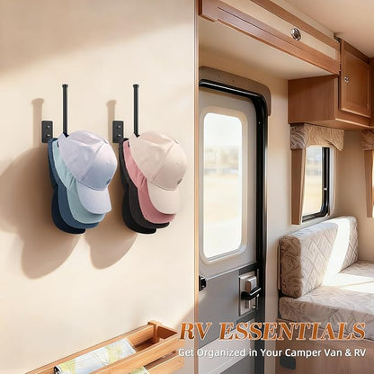 STYLISHT RV Accessories Hat Organizer: Camper Accessories 2 Pack - Hat Rack for RV Essentials Lovers - Perfect for Camper Accessory and Home Organization - Hat Rack for Wall