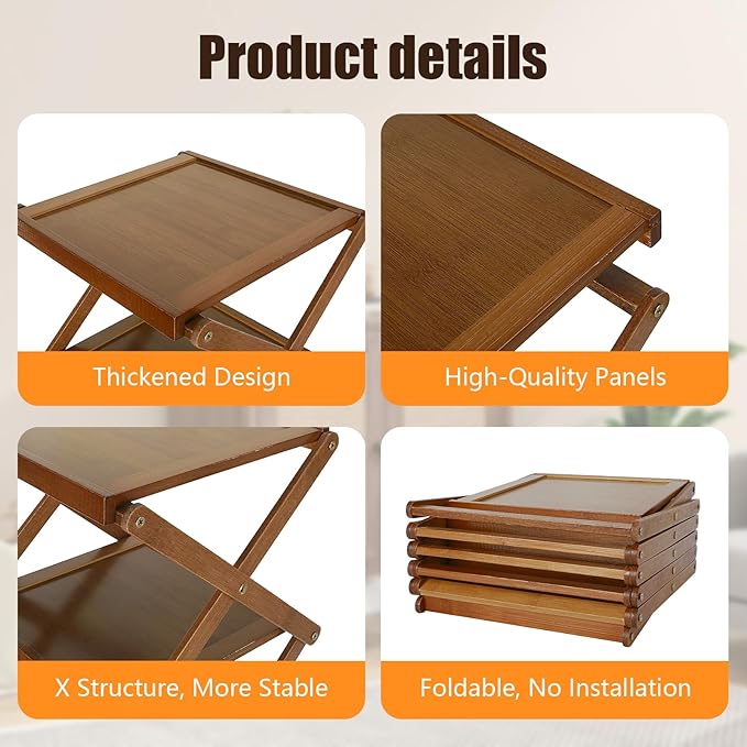YYW Shoe Rack, Foldable Bamboo Shoes Shelf, Freestanding Shoe Storage Organiser for Entryway, Bedroom, Closet, Hallway Functional, Natural Shoe Rack (Brown, 6 Layers)