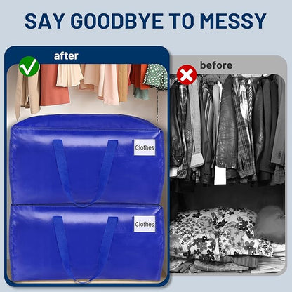 BlissTotes Moving Bags, Heavy Duty Moving Supplies & Storage Bags, Extra Large Packing Bags, Boxes with Tag Pockets, Collapsible Fold Flat Storage Totes, Alternative to Box and Bin, 76L, 10 Packs