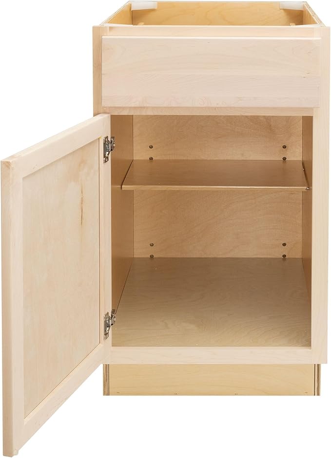 Quicklock RTA (Ready-to-Assemble) | Base Kitchen Cabinets - Shaker Style | Made in America (Raw Maple, 21" Wx34.5 Hx24 D Base)