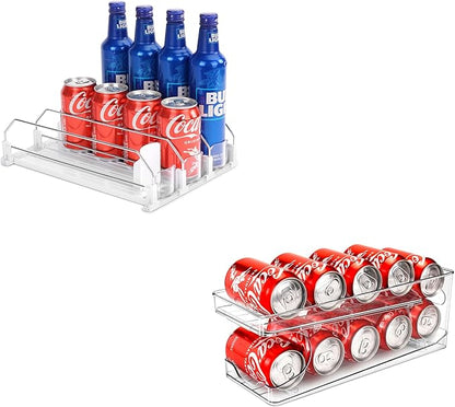 Automatic Soda Can Organizer and Rolling Soda Can Organizer for Refrigerator for Beer Soda Seltzer Drink Pop Cans Holder Storage Pantry Organization