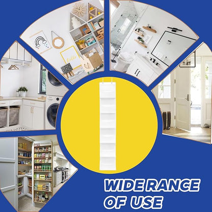 2 Packs Over The Door Organizer - 6-Shelf Hanging Storage Organizer with Clear Plastic Pockets - Large Capacity Pantry Storage Shelf for Bathroom, Bedroom, Nursery (White)