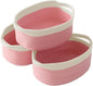 JMvicyroam Woven Basket,Small Rope Storage Bin with Handles & Ribbon Bag, Organizer for Shelves Closets,Gift Basket Empty for Birthday,Books,Dog Toys, White&Pink/3 Pack