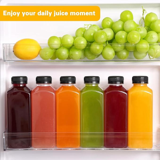 Moretoes 6pcs 16oz Plastic Juice Bottles with Caps, Clear Empty Reusable Water Bottles, Disposable Beverage Containers Bulk for Juicing Smoothies Turmeric Juice Milk and Other Beverages