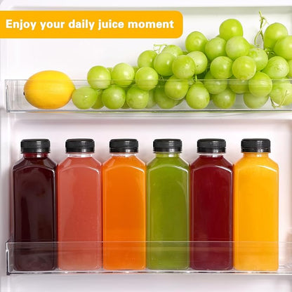 Moretoes 6pcs 16oz Plastic Juice Bottles with Caps, Clear Empty Reusable Water Bottles, Disposable Beverage Containers Bulk for Juicing Smoothies Turmeric Juice Milk and Other Beverages