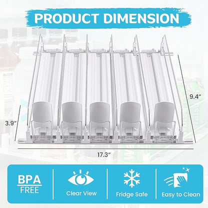 Drink Dispenser for Fridge™ | Drink Organizer | Soda Can Organizer for Refrigerator & Soda Can Dispenser for Refrigerator | 17.3''x15''x3.9'' Fridge Drink Organizer I White